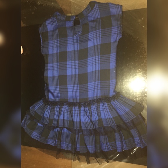 Kids Blue Plaid Simple Dress - Picture 2 of 2